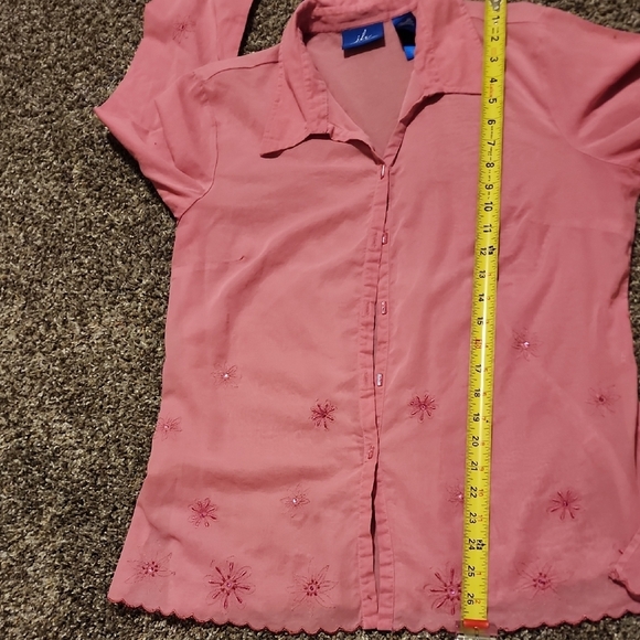 Bundle 2 Shirts- 1 Yellow Casual Button Down Shirt 1 Red-pinkish With Design - Picture 8 of 9